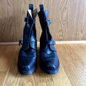 Harley Davidson riding boot women's size 6 black leather vintage buckle‎ front